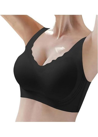 Чорний безшовний підтримуючий топ-бюстгальтер для важких грудей фіксація 90с 95с (2xl 3xl) чорний Po Fanu без кісточок
