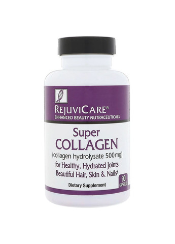 Гидролизат Коллагена 500 мг Rejuvicare Super Collagen для суставов волос кожи ногтей 90 капсул Youtheory (264648203)