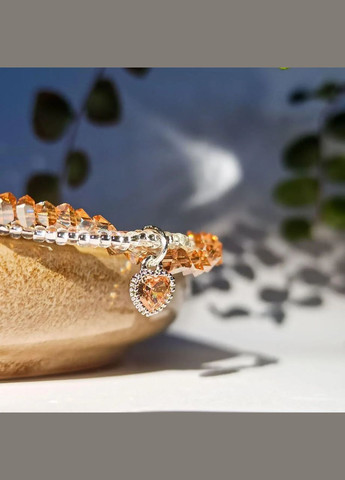 Чокер Чешский Хрусталь шампань, бисер, подвеска Сердце, фур-ра гип-ный сплав цвет серебро d-5х3мм+- L-39-44см No Brand латунь, стекло, бисер серебро (303630116)