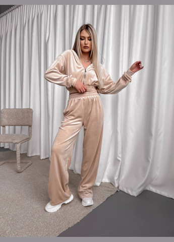 Велюровый костюм двойка с укороченной кофтой и широкими брюками Nositi 10447-12 (316190417)