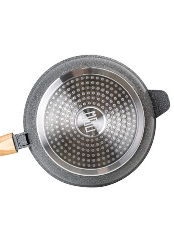 Глубокая алюминиевая сковорода (2,8 л) со стеклянной крышкой и ручкой Ø 26 см серая MGC (367724669)