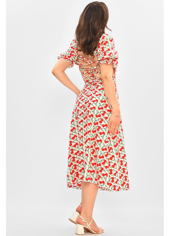 Молочна джинсова сукня жіноча молочного кольору з принтом з баскою Let's Shop з малюнком