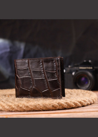 Мініатюрне чоловіче портмоне із натуральної фактурної шкіри 21521 Коричневе Canpellini (329150249)