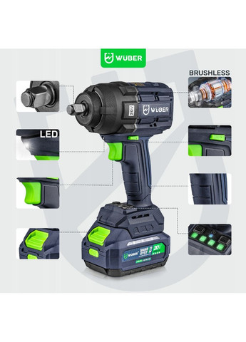 Гайковерт акумуляторний ударний 1000Нм Wuber (367182341)