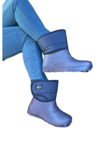 Синие женские сапоги на липучке Olimp