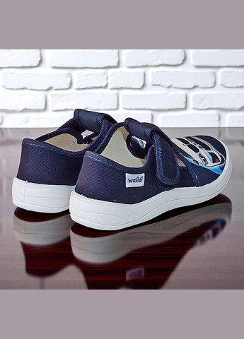 Синие ортопедические тапочки на липучке для мальчика сменная обувь в садик сменка валди Waldi