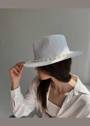 Шляпа женская на лето Федора белая с ракушками D.Hats (283022797)