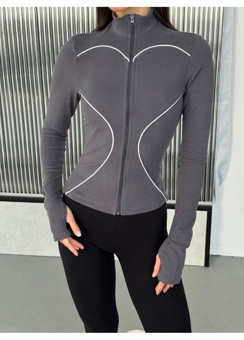 Жіночий стильний лонгслів на блискавці з акцентними лініями No Brand (371923744)