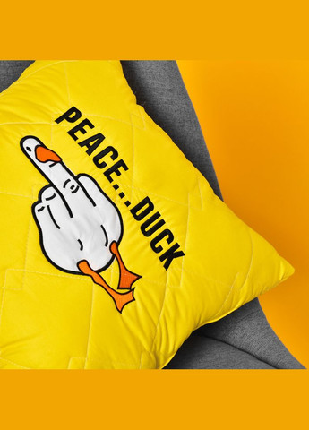 Подушка декоративна 40х40 Peace... Duck бойовий гусак з вишивкою антиалергійна жовта Гус IDEIA (334726513)