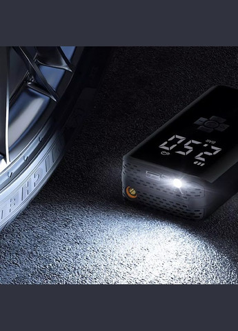 Портативний автомобільний компресор CQB-008-04 бездротовий з дисплеєм ліхтариком Type-C 14 шт Helloleiboo (353828115)