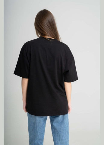 Повседневная черная женская футболка с вышивкой "Пшеница" L-XL Melanika g-94 (285763837)