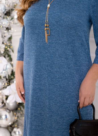 Серо-синее праздничный, коктейльное, вечернее платье с люрексом а-силуэт No Brand однотонное