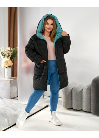 Чорна демісезонна куртка-пальто жіноча двухстороння Style Point