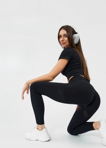 Безшовні чорні легінси з push-up ефектом та високою посадкою FitFiesta (328596883)