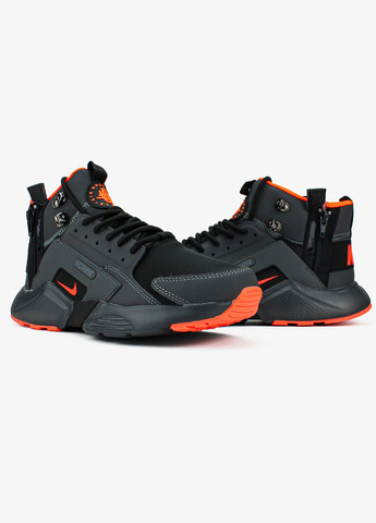 Черные зимние кроссовки зимние мужские nike huarache x acronym winter mid black termo | найк хуарачи х акронум высокие черные термо No Brand