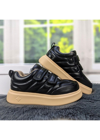 Чорні осінні кросівки дитячі для дівчинки на липучках Jong Golf