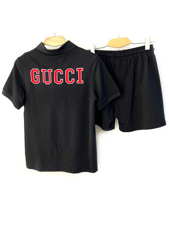 Женский летний черный костюм шорты с футболкой. Fashion (336517737)