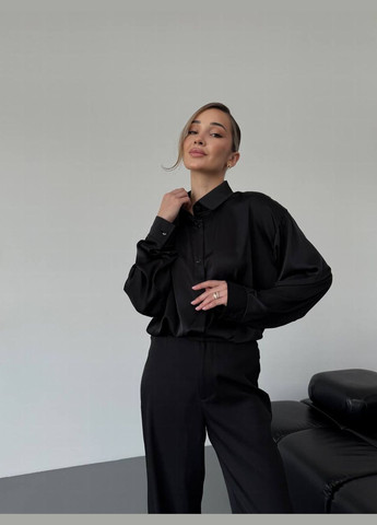 Черная коктейльный, классическая, повседневный, кэжуал, вечерний рубашка No Brand с длинным рукавом