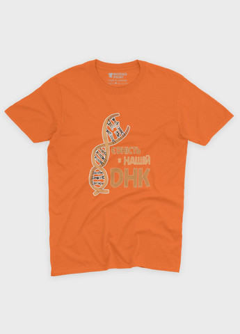 Оранжевая летняя женская футболка odno с патриотическим принтом днк m (ts001-4-ora-005-1-109-f) Modno