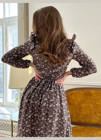 Коричневое платье 13724 коричневое ISSA PLUS однотонное