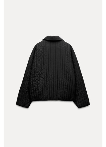 Чорна стьобана куртка з кнопками у вигляді серця та комірцем сорочкового крою Zara