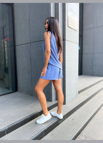 Женский летний костюм (шорты+майка) голубого цвета 33342 No Brand (334302546)