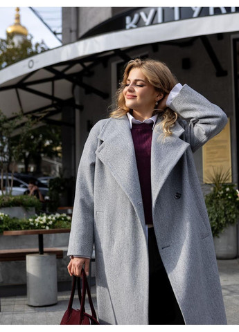 Серое демисезонное Пальто демисезонное Шарлин 54 серый 0482 Vlavi