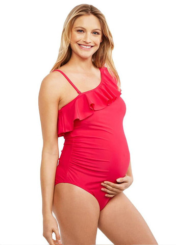 Червоний літній суцільний купальник мoon для вагітних суцільний FS