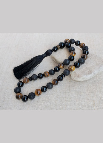 Чётки из Тигрового глаза Черного агата и лавы 33 бусины d 10мм No Brand (331293584)