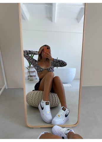 Чорні Осінні кросівки чоловічі nike air force 1 white black gold найк аір форс 1 преміум No Brand