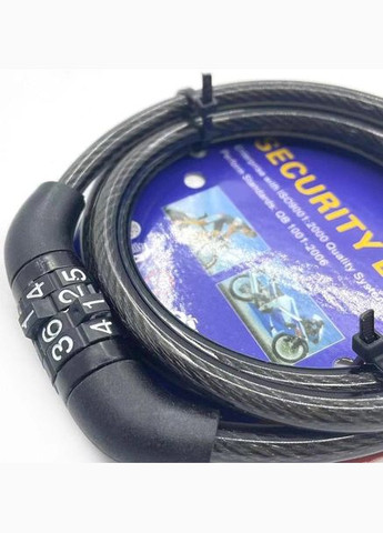 Велосипедний замок CWa 12 мм x 1 м кодовий спіральний з кріпленням Чорний (LN050606) No Brand (342122400)