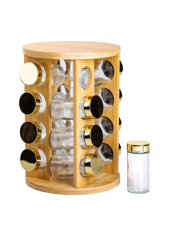 Набор для специй на деревянной подставке 16 стеклянных емкостей для приправ Jooki (358706312)