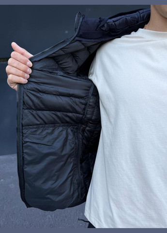 Темно-синя демісезонна шикарна весняна куртка з капюшоном Stylish Touch