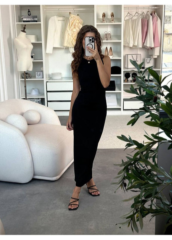 Черное праздничный, коктейльное, вечернее стильное макси платье в рубчик (турция) футляр queensleep_7km однотонное