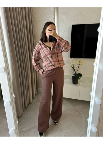 Розовая повседневный, кэжуал рубашка в клетку Style Point с длинным рукавом