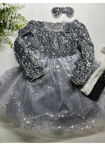 Срібна сукня срібна з паєтками та бантом No Brand (370664924)