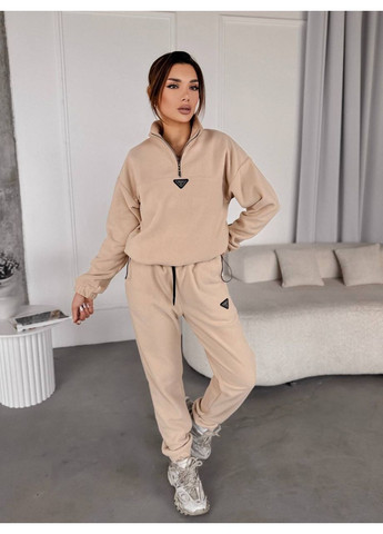 Женский костюм флисовый бежевого цвета 35619 Fashion (366074760)