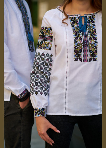 Белая стильная женская вышиванка из домотканого полотна "наследие" Kalyna прямой домотканное полотно (315891112)