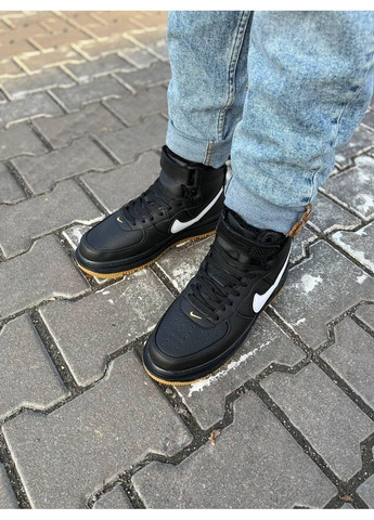 Чорні Зимовий кросівки чоловічі nike air force gore-tex black white найк аір форс 1 преміум No Brand