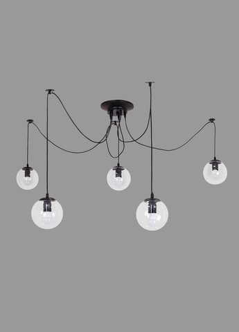 Чорна люстра з прозорих кульок на 5 ламп (56-PR1505F-5 BK+CL) No Brand (370072092)