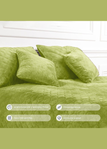 Покрывало Велюровое мягкое Салатовое размер 220х240 см ромб/круглый ТЕП (323645264)