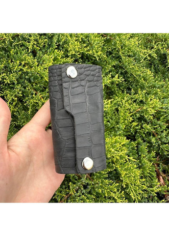 Шкіряна ключниця рептилія чорна для ключів крокодил унісекс 6 карабінів матова натуральна шкіра ProDobro (363259460)