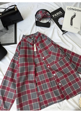 Бордовая повседневный рубашка Україна с длинным рукавом