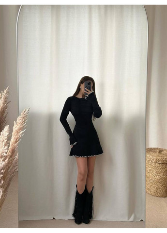 Чорна святковий тепла ангорова сукня — заміри в описі силуетна DK/DL Мода без кордонів однотонна