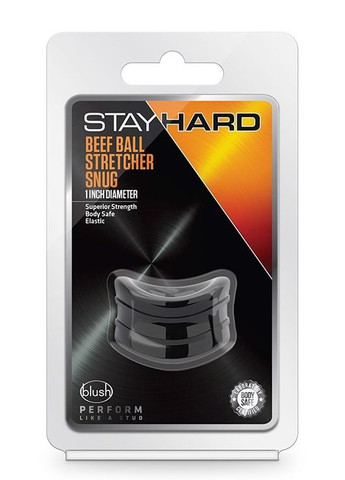 Ерекційна насадка Stay Hard Beef Ball Stretcher Snug чорна, 3.8 см Blush (297396032)