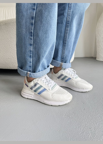 Белые демисезонные кроссовки мужские и женские adidas zx 500 rm white | адидас zx 500 белые No Brand