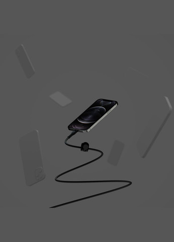 Кабель USB-С - Lightning, BRAIDED SILICONE, 1m, black Belkin (331605253)