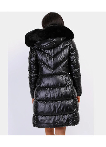 Чорна зимня довга жіноча куртка з капюшоном s чорний Queen Drama