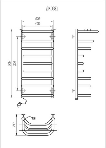 Полотенцесушитель Канна 900х500/9 ЕL рег. Kosser (358500771)