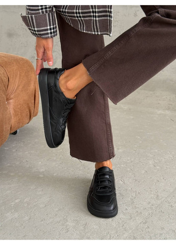 Черные анатомические кожаные кеды Helen